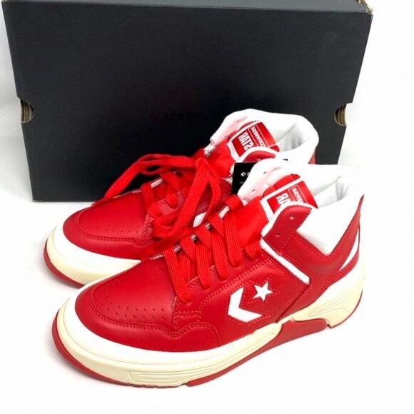 Converse Weapon CX Varsity Leather Shoes Women's Red 172355C Sneakers Mid White - Picture 8 of 12